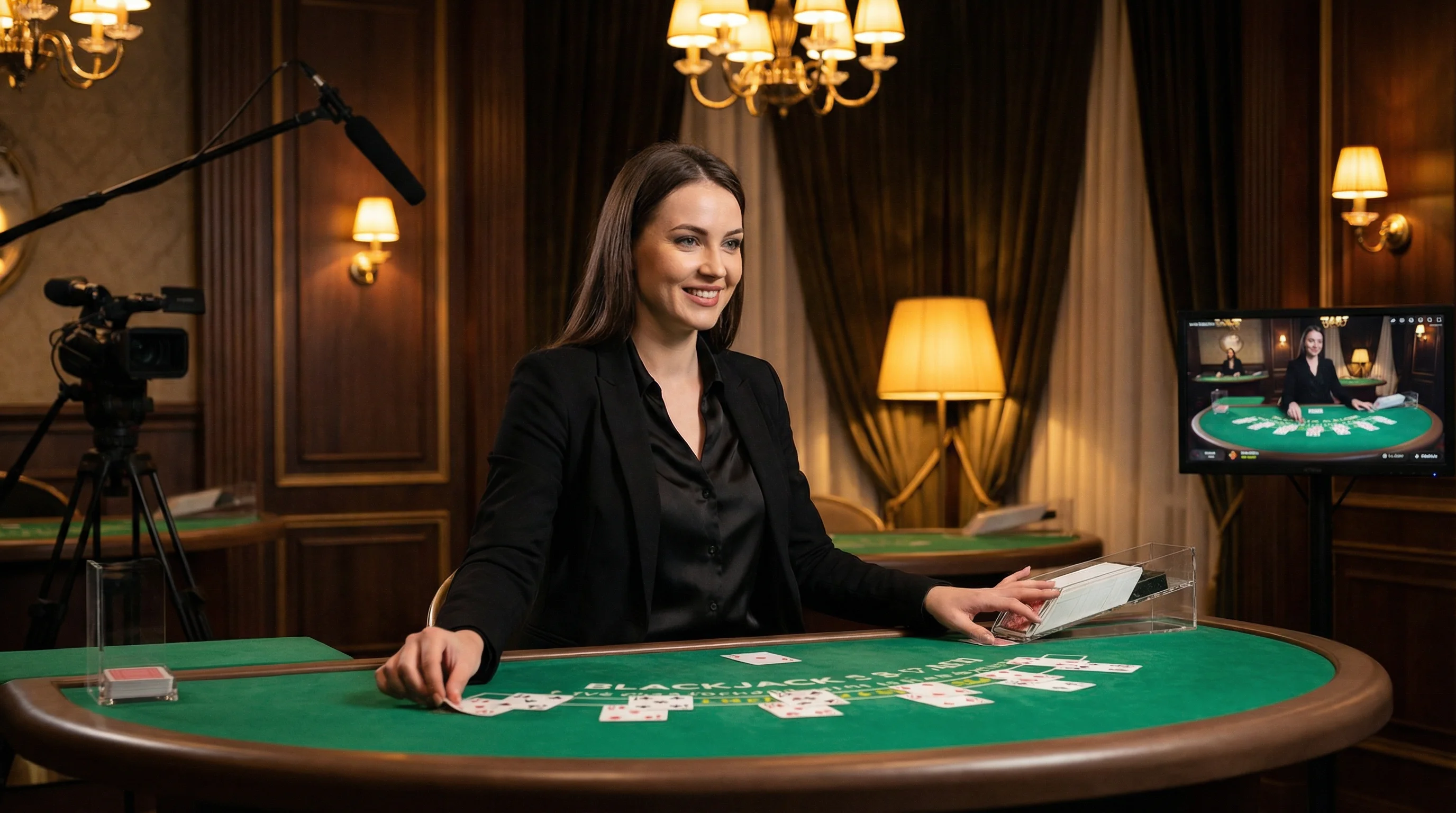 Mesa de ruleta en vivo con crupier profesional